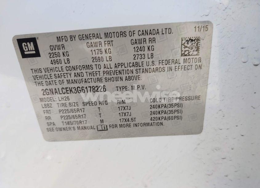 Photo 9 of 2016 Chevrolet Equinox LT (VIN 2GNALCEK3G6178226)