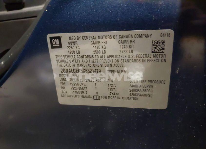 Photo 9 of 2016 Chevrolet Equinox LT (VIN 2GNALCEK3G6321479)