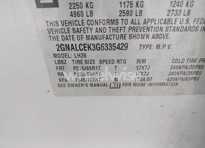 Photo 9 of 2016 Chevrolet Equinox LT (VIN 2GNALCEK3G6335429)