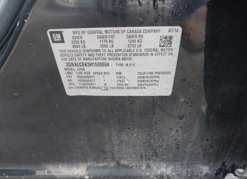 Photo 9 of 2017 Chevrolet Equinox LT (VIN 2GNALCEK3H1509594)