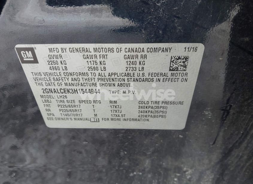 Photo 9 of 2017 Chevrolet Equinox LT (VIN 2GNALCEK3H1544944)