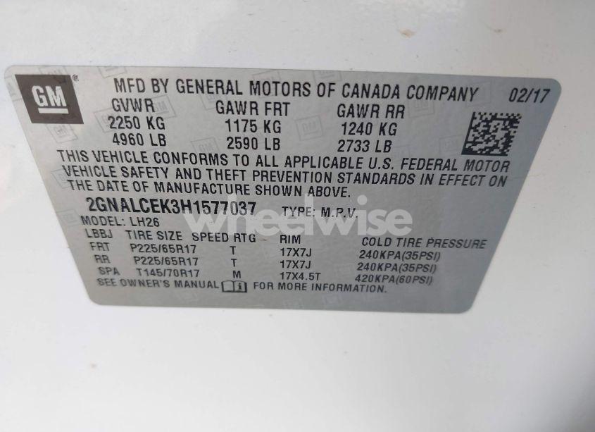 Photo 9 of 2017 Chevrolet Equinox LT (VIN 2GNALCEK3H1577037)