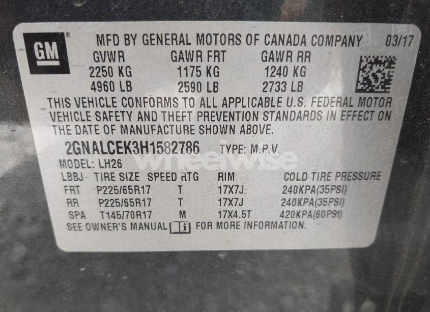 Photo 9 of 2017 Chevrolet Equinox LT (VIN 2GNALCEK3H1582786)