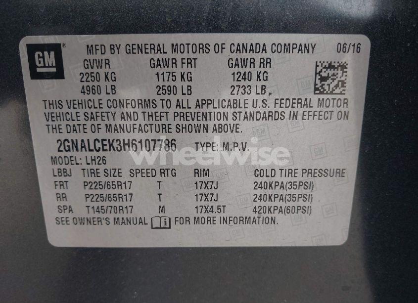 Photo 9 of 2017 Chevrolet Equinox LT (VIN 2GNALCEK3H6107786)