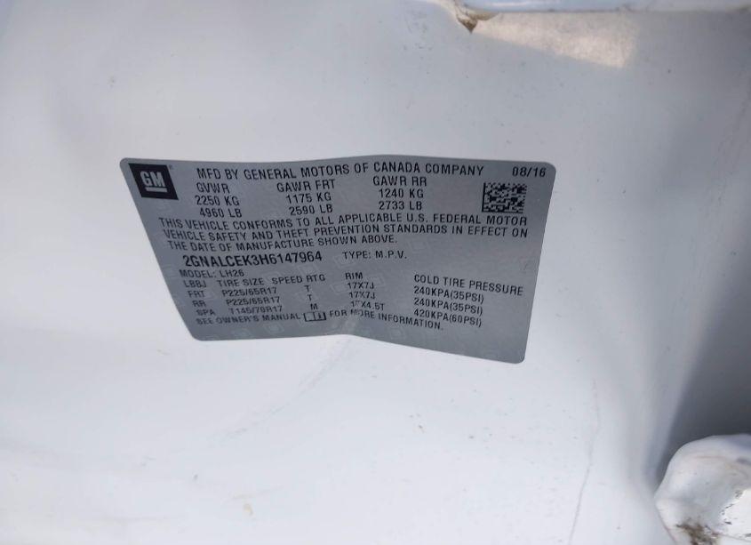 Photo 9 of 2017 Chevrolet Equinox LT (VIN 2GNALCEK3H6147964)