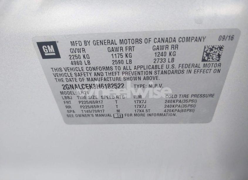 Photo 9 of 2017 Chevrolet Equinox LT (VIN 2GNALCEK3H6182522)