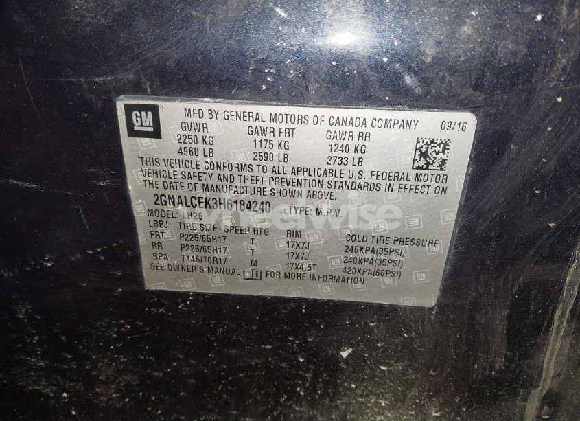 Photo 9 of 2017 Chevrolet Equinox LT (VIN 2GNALCEK3H6184240)