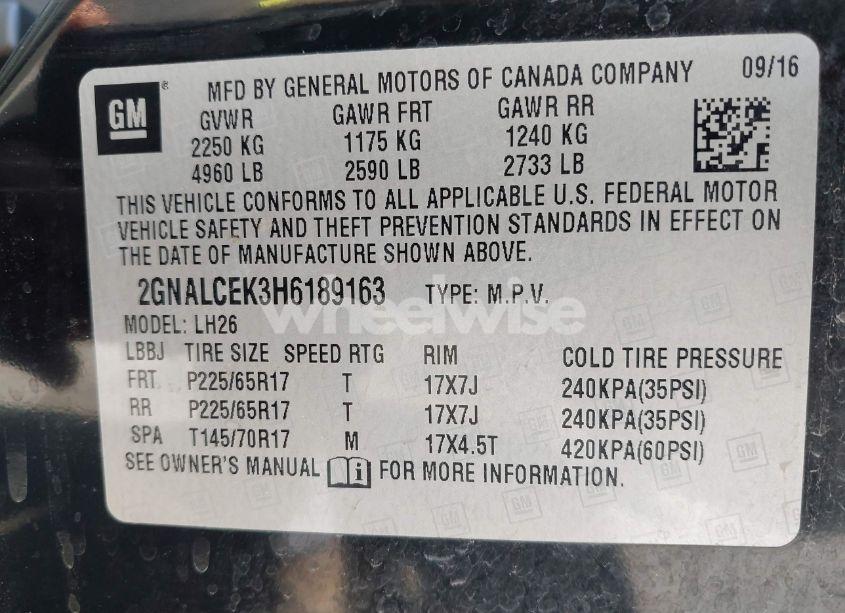 Photo 9 of 2017 Chevrolet Equinox LT (VIN 2GNALCEK3H6189163)