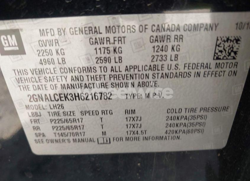 Photo 9 of 2017 Chevrolet Equinox LT (VIN 2GNALCEK3H6216782)