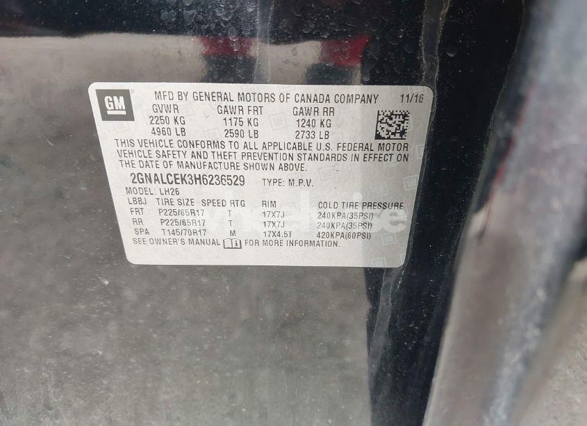 Photo 9 of 2017 Chevrolet Equinox LT (VIN 2GNALCEK3H6236529)