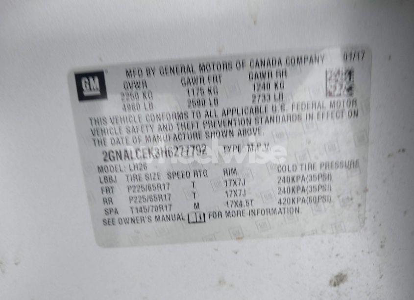 Photo 9 of 2017 Chevrolet Equinox LT (VIN 2GNALCEK3H6277792)