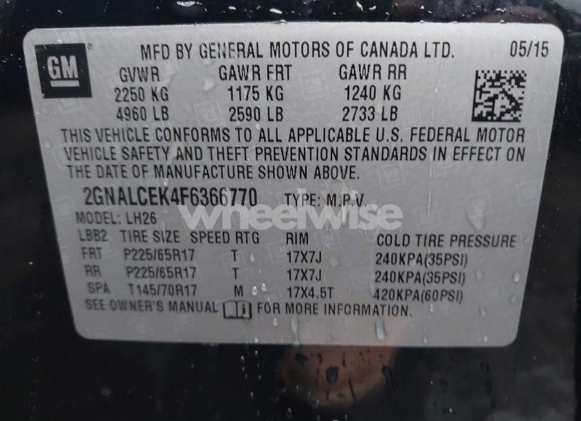 Photo 9 of 2015 Chevrolet Equinox 2LT (VIN 2GNALCEK4F6366770)