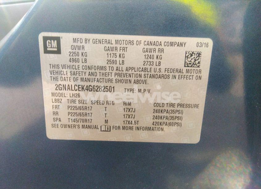 Photo 9 of 2016 Chevrolet Equinox LT (VIN 2GNALCEK4G6282501)