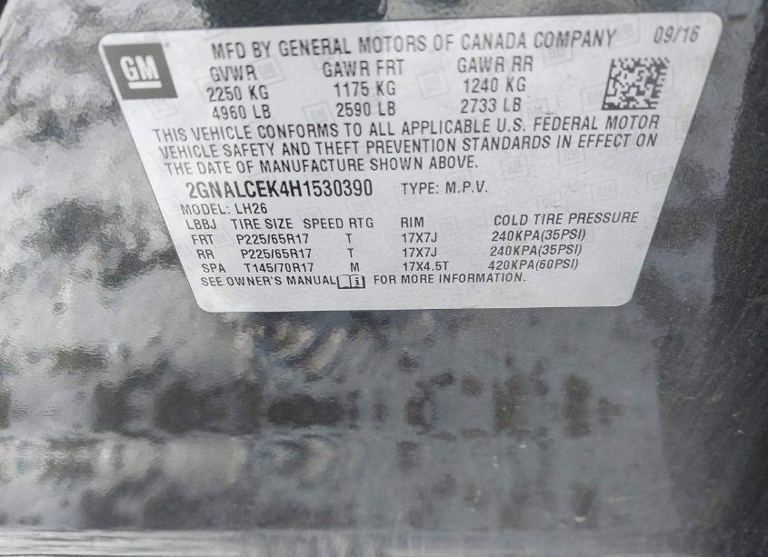 Photo 9 of 2017 Chevrolet Equinox LT (VIN 2GNALCEK4H1530390)