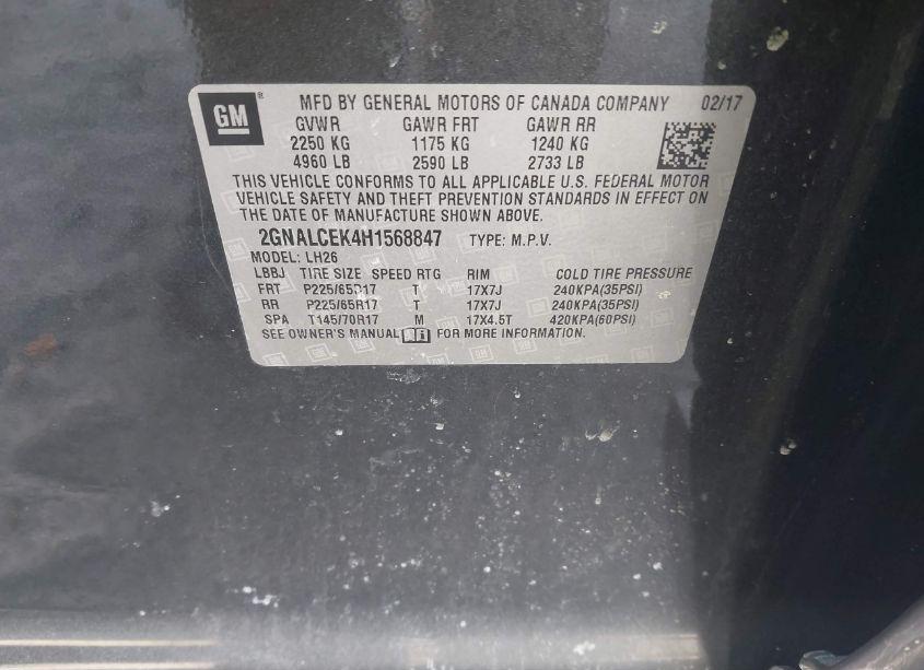 Photo 9 of 2017 Chevrolet Equinox LT (VIN 2GNALCEK4H1568847)