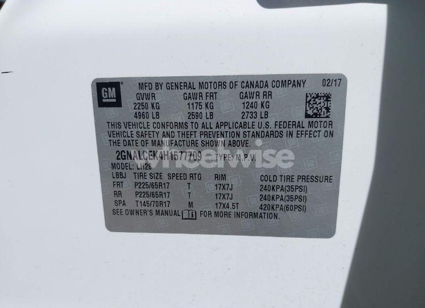 Photo 9 of 2017 Chevrolet Equinox LT (VIN 2GNALCEK4H1577709)