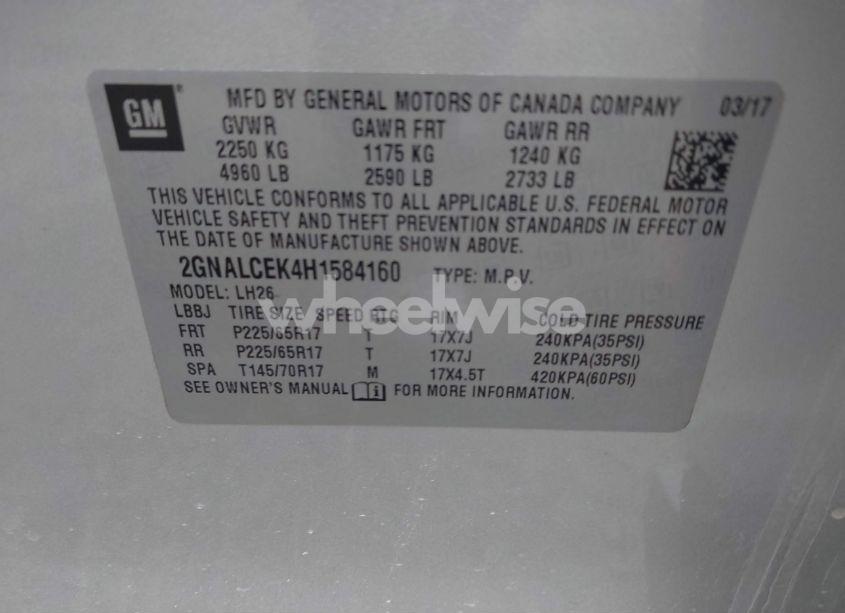 Photo 9 of 2017 Chevrolet Equinox LT (VIN 2GNALCEK4H1584160)