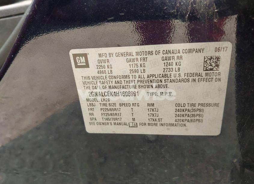 Photo 9 of 2017 Chevrolet Equinox LT (VIN 2GNALCEK4H1608991)