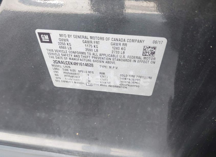 Photo 9 of 2017 Chevrolet Equinox LT (VIN 2GNALCEK4H1614628)