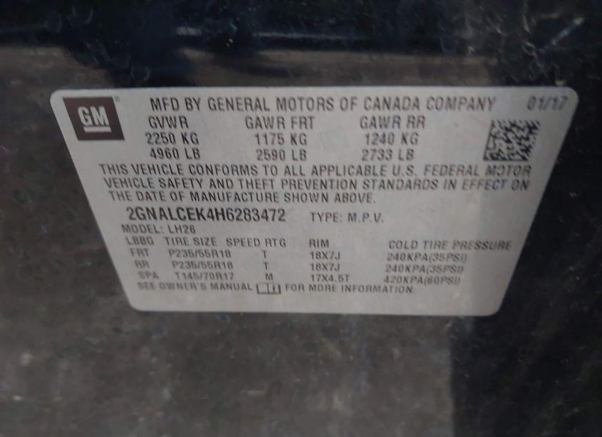 Photo 9 of 2017 Chevrolet Equinox LT (VIN 2GNALCEK4H6283472)