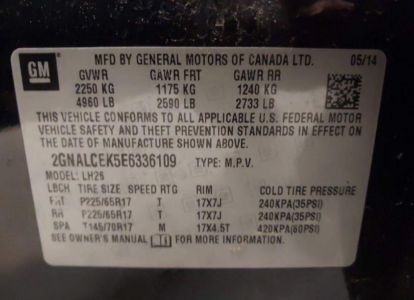 Photo 9 of 2014 Chevrolet Equinox 2LT (VIN 2GNALCEK5E6336109)