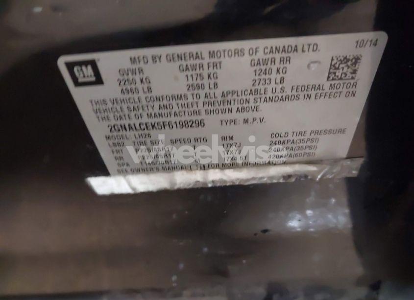 Photo 9 of 2015 Chevrolet Equinox (VIN 2GNALCEK5F6198296)