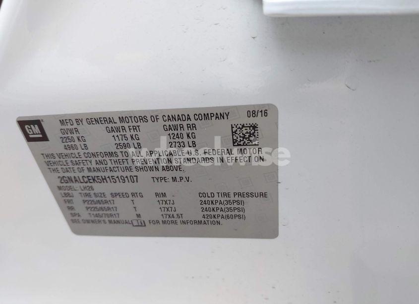 Photo 9 of 2017 Chevrolet Equinox LT (VIN 2GNALCEK5H1519107)