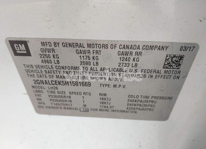 Photo 9 of 2017 Chevrolet Equinox LT (VIN 2GNALCEK5H1581669)