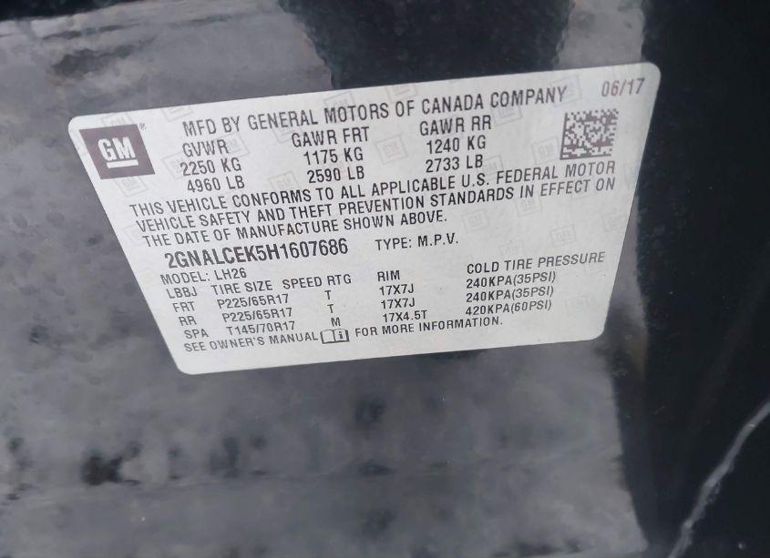 Photo 9 of 2017 Chevrolet Equinox LT (VIN 2GNALCEK5H1607686)