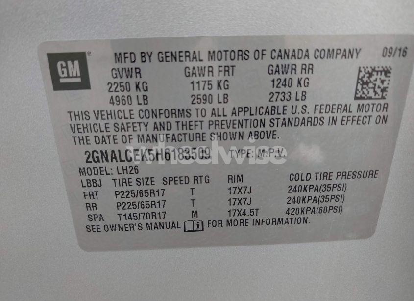 Photo 9 of 2017 Chevrolet Equinox LT (VIN 2GNALCEK5H6183509)