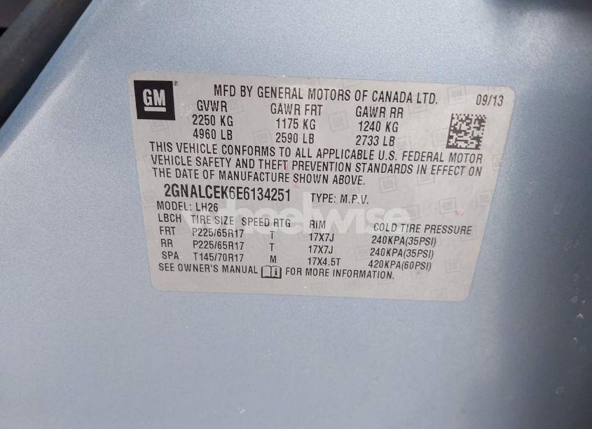 Photo 9 of 2014 Chevrolet Equinox 2LT (VIN 2GNALCEK6E6134251)