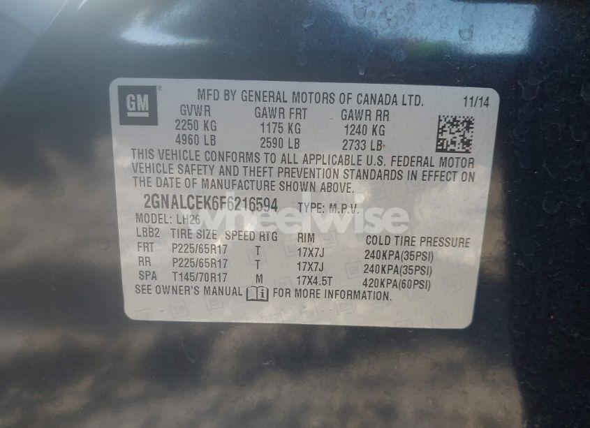 Photo 9 of 2015 Chevrolet Equinox 2LT (VIN 2GNALCEK6F6216594)