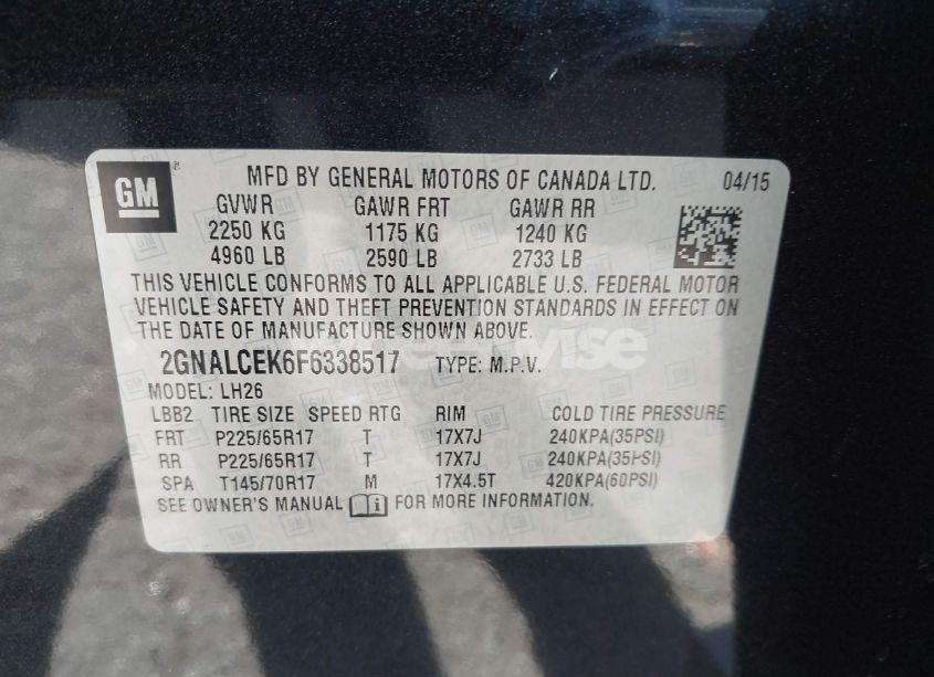 Photo 9 of 2015 Chevrolet Equinox 2LT (VIN 2GNALCEK6F6338517)