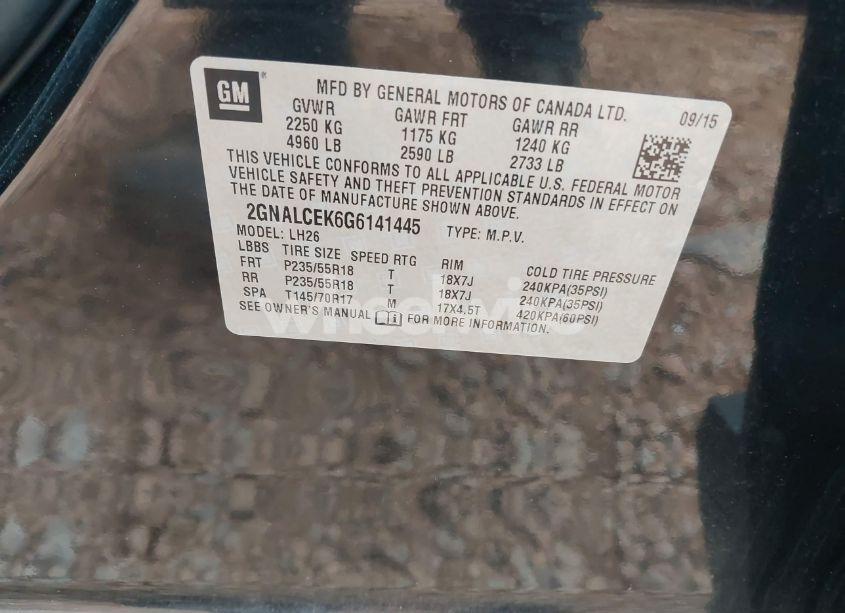 Photo 9 of 2016 Chevrolet Equinox LT (VIN 2GNALCEK6G6141445)