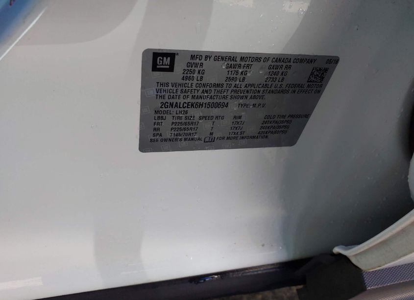 Photo 9 of 2017 Chevrolet Equinox LT (VIN 2GNALCEK6H1500694)