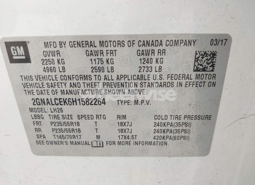 Photo 9 of 2017 Chevrolet Equinox LT (VIN 2GNALCEK6H1582264)