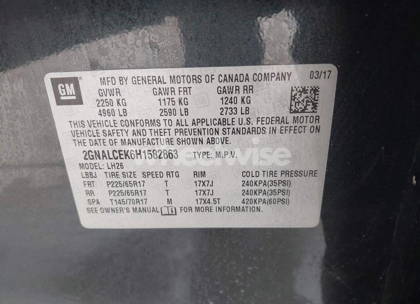 Photo 9 of 2017 Chevrolet Equinox LT (VIN 2GNALCEK6H1582863)