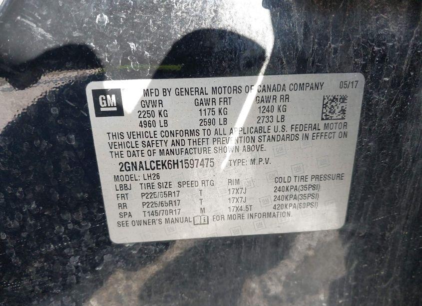 Photo 9 of 2017 Chevrolet Equinox LT (VIN 2GNALCEK6H1597475)