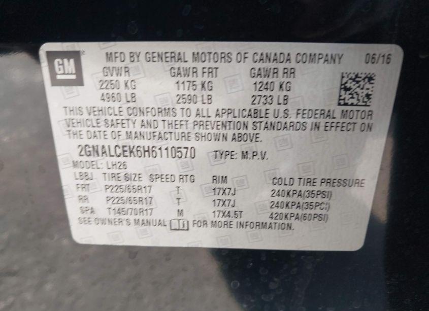 Photo 9 of 2017 Chevrolet Equinox LT (VIN 2GNALCEK6H6110570)