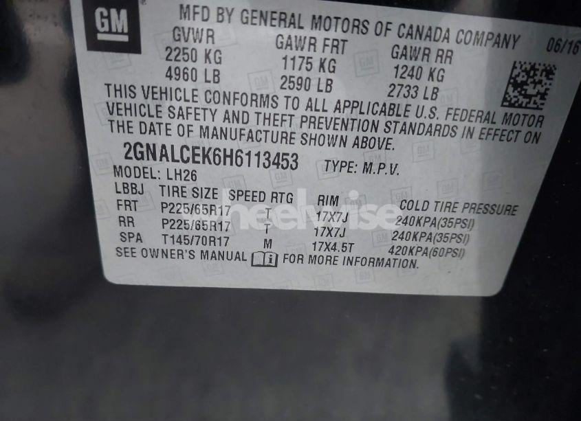 Photo 9 of 2017 Chevrolet Equinox LT (VIN 2GNALCEK6H6113453)