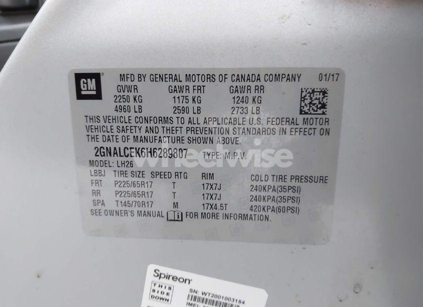 Photo 9 of 2017 Chevrolet Equinox LT (VIN 2GNALCEK6H6289807)