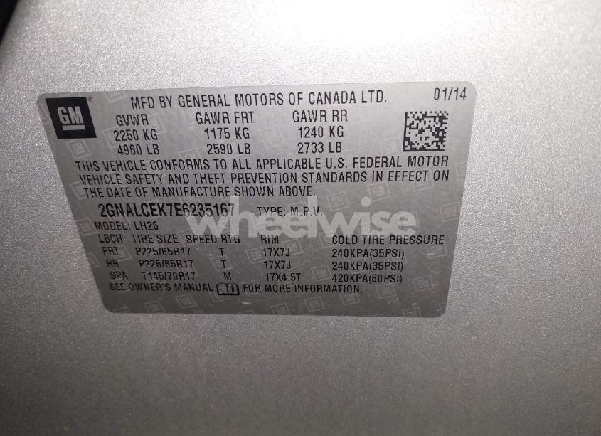 Photo 9 of 2014 Chevrolet Equinox 2LT (VIN 2GNALCEK7E6235167)