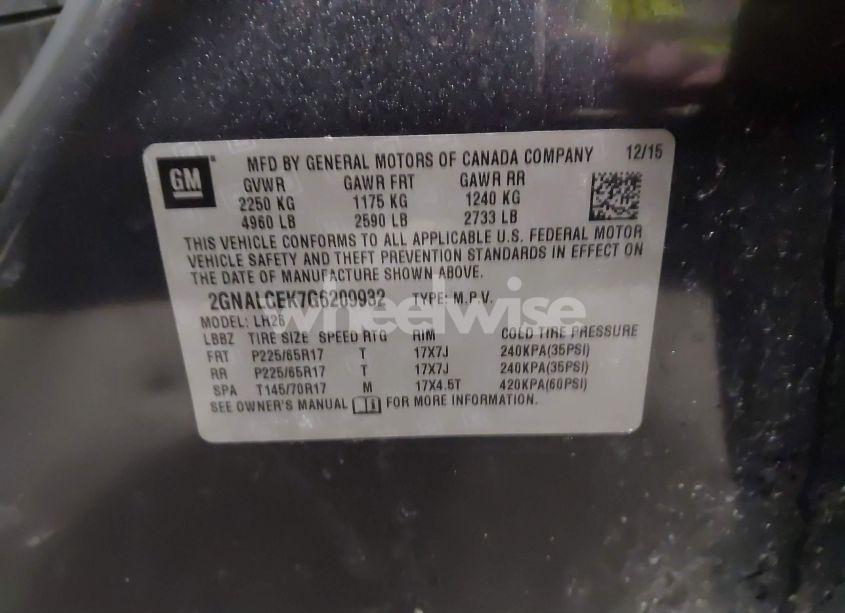 Photo 9 of 2016 Chevrolet Equinox LT (VIN 2GNALCEK7G6209932)