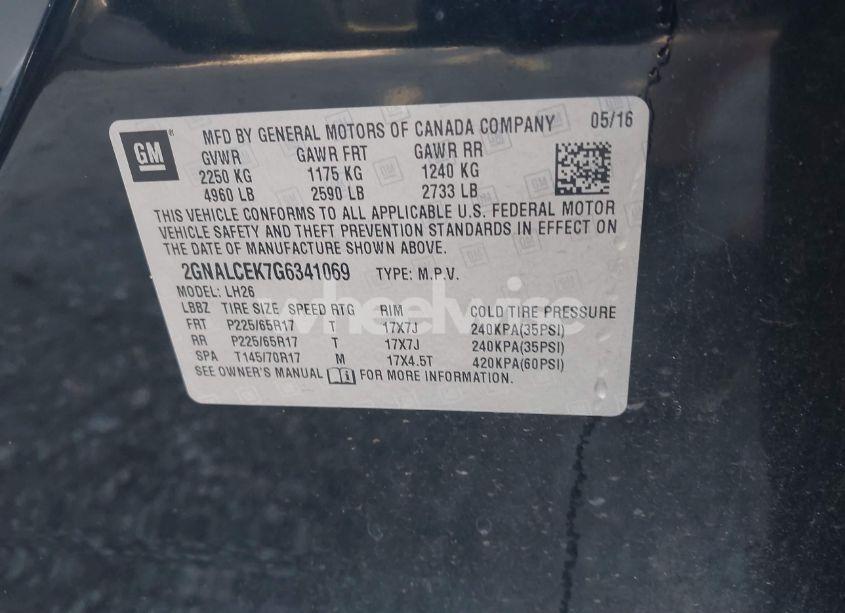 Photo 9 of 2016 Chevrolet Equinox LT (VIN 2GNALCEK7G6341069)