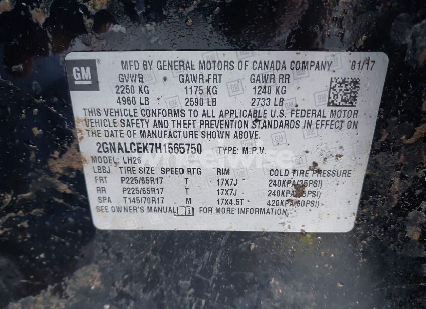 Photo 9 of 2017 Chevrolet Equinox LT (VIN 2GNALCEK7H1565750)