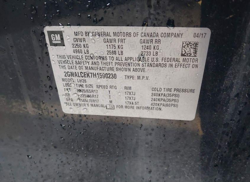 Photo 9 of 2017 Chevrolet Equinox LT (VIN 2GNALCEK7H1590230)