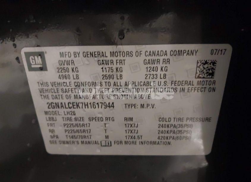 Photo 9 of 2017 Chevrolet Equinox LT (VIN 2GNALCEK7H1617944)