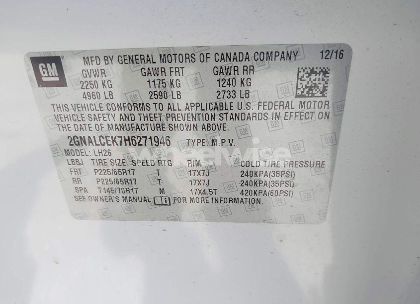 Photo 9 of 2017 Chevrolet Equinox LT (VIN 2GNALCEK7H6271946)