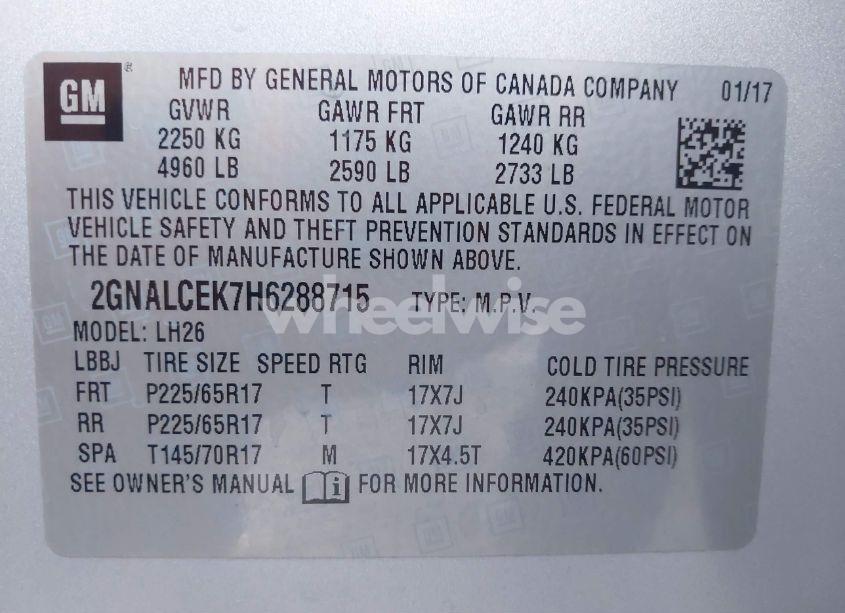 Photo 9 of 2017 Chevrolet Equinox LT (VIN 2GNALCEK7H6288715)