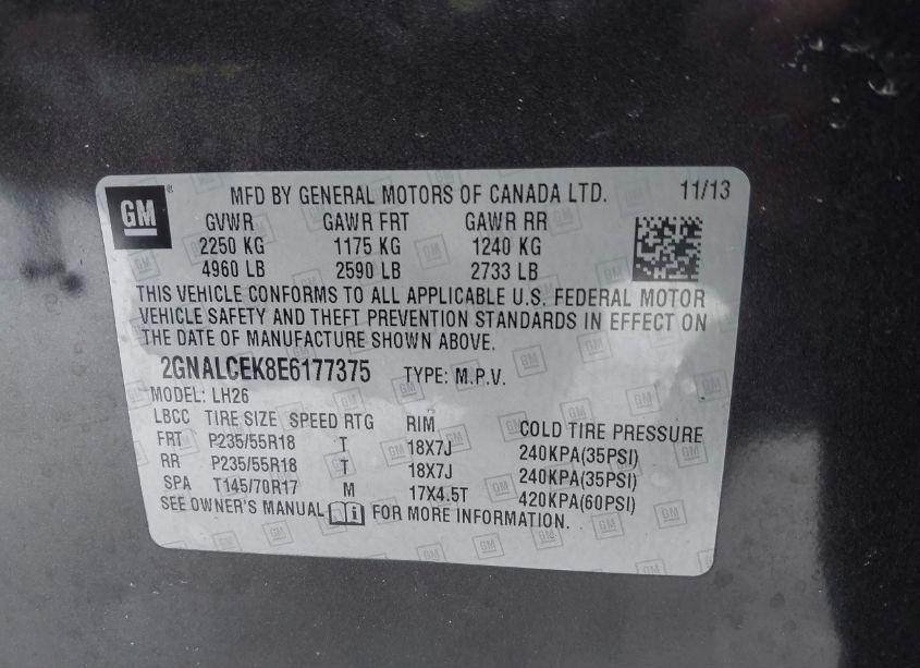 Photo 9 of 2014 Chevrolet Equinox LT (VIN 2GNALCEK8E6177375)